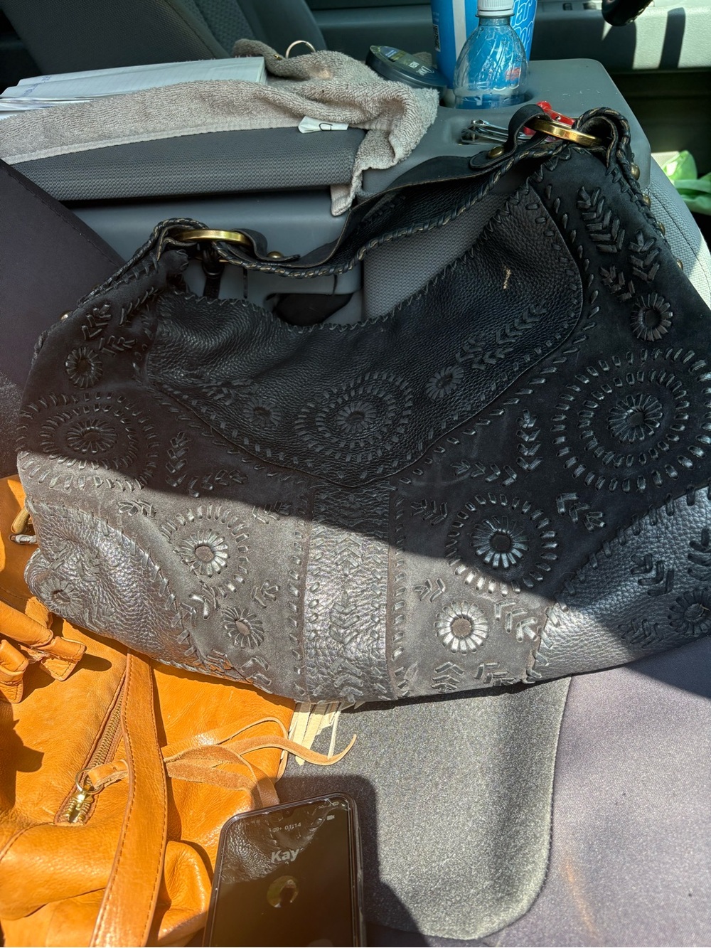 vintage Isabella Fiore embroidered leather hobo bag